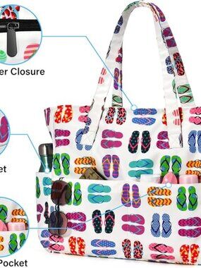 Waterproof Beach Tote Pool Bags for Women Ladies Extra Large Carry On Bag With W